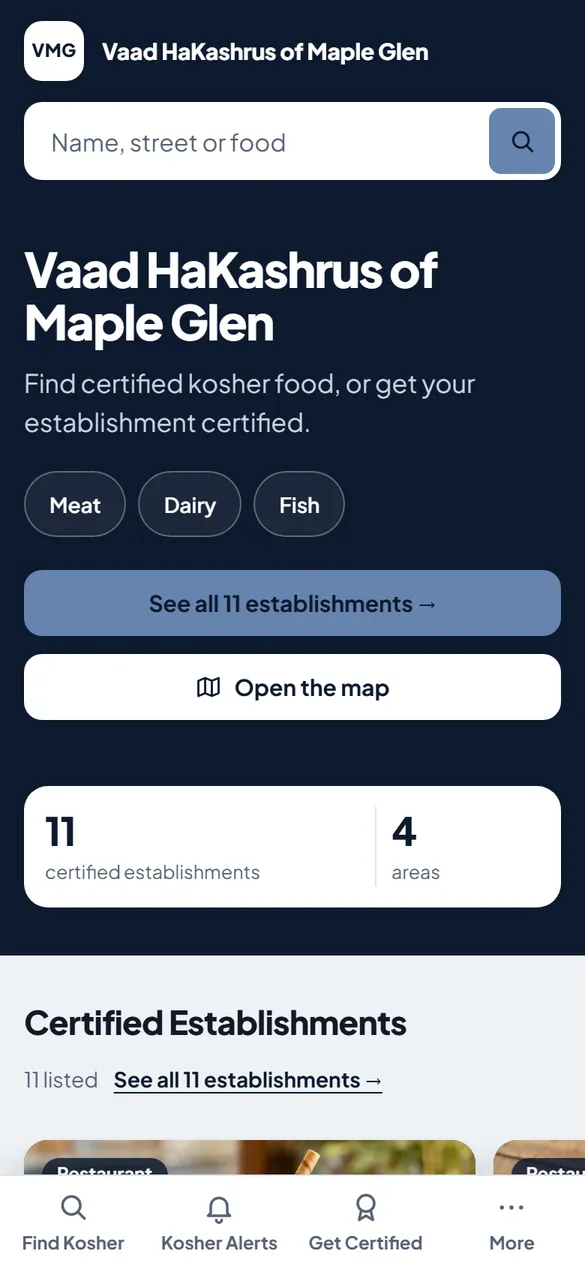 A sample agency’s home page on a phone.